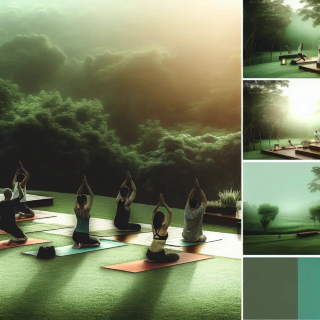 Reggeli kültéri jóga egy nyugodt elvonuláson