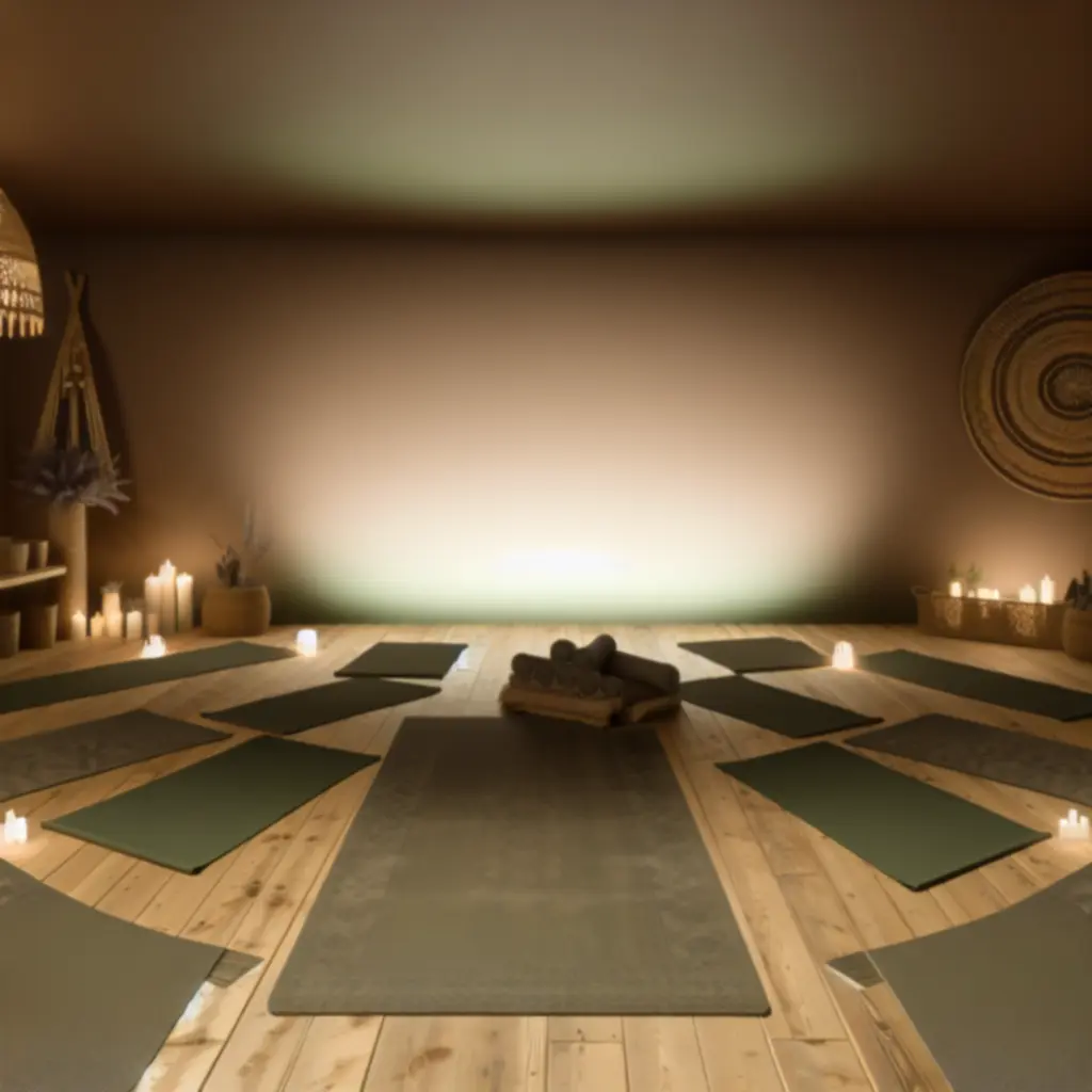 Tágas, békés gyakorlótér fa padlóval és természetes fénnyel