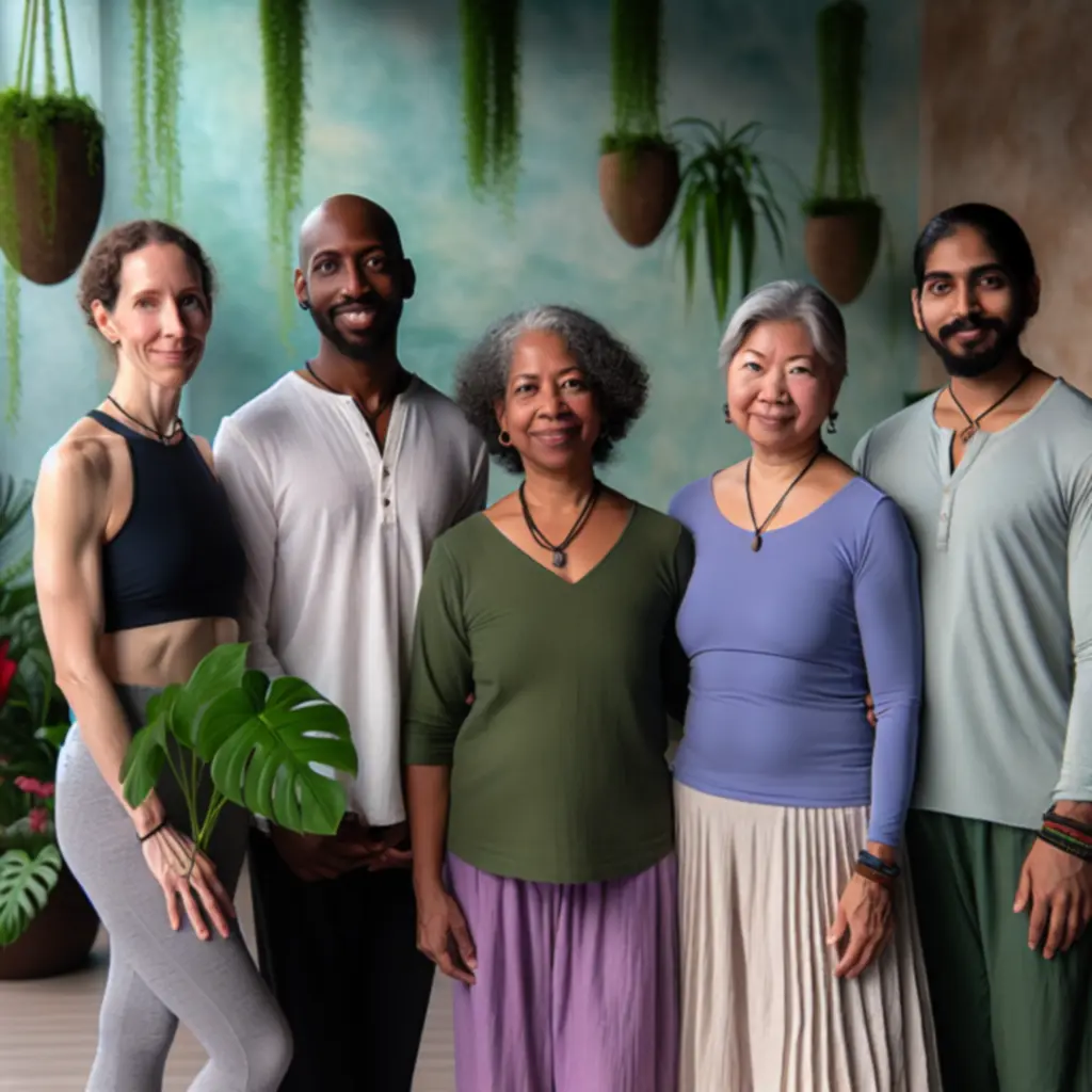A Yogalyaa jógaoktatói csoportképe a stúdióban