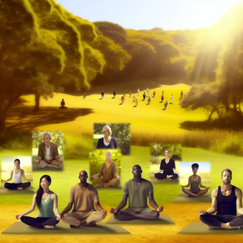 Természet ihlette jóga elvonulás békés tájban matracokkal